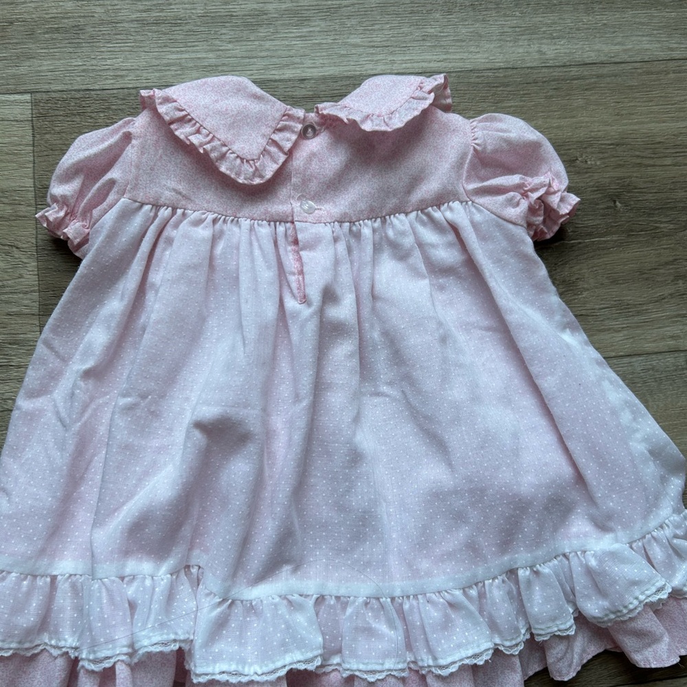 Vintage Polly Flinders Frill Pink Ruffled Baby Dress - Picture 4 of 4